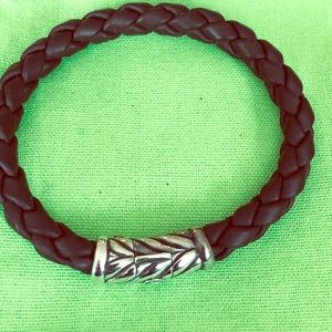David Yurman leather bracelet silver head